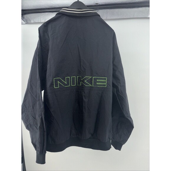 Vintage NIKE Jacket Black 1/4zip Green Spell out And Swoosh Men’s Size XL - Picture 12 of 14